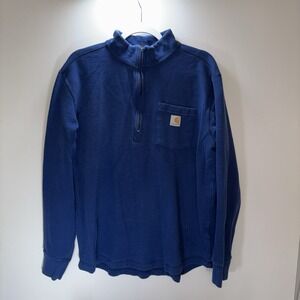 Carhartt Force Relaxed Fit Midweight Long Sleeve 1/4 Zip Shirt Mens Navy Size XL